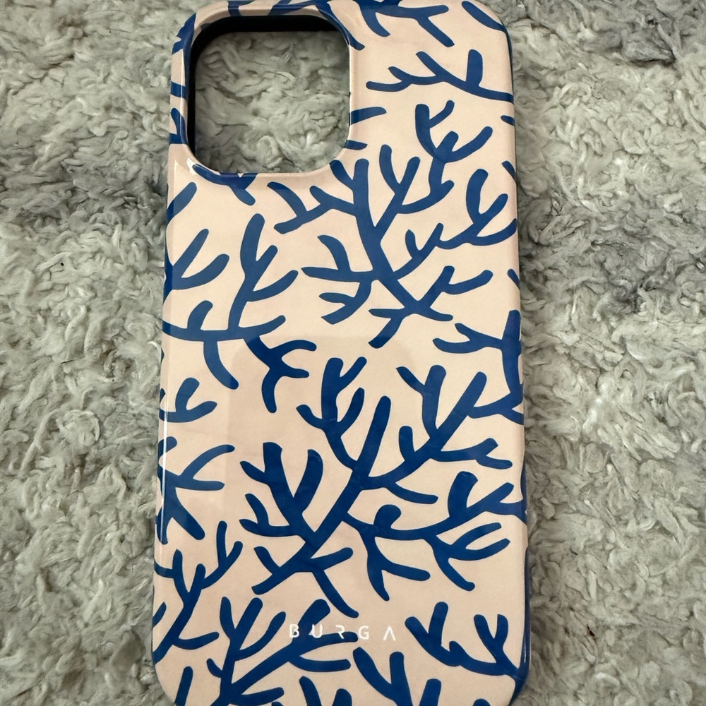 BURGA Blue and Cream Coral Pattern iPhone 13 Pro Max Case
